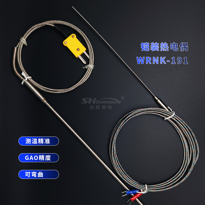 WRNK-191鎧裝熱電偶傳感器超強(qiáng)屏蔽可彎曲探針式溫度傳感器